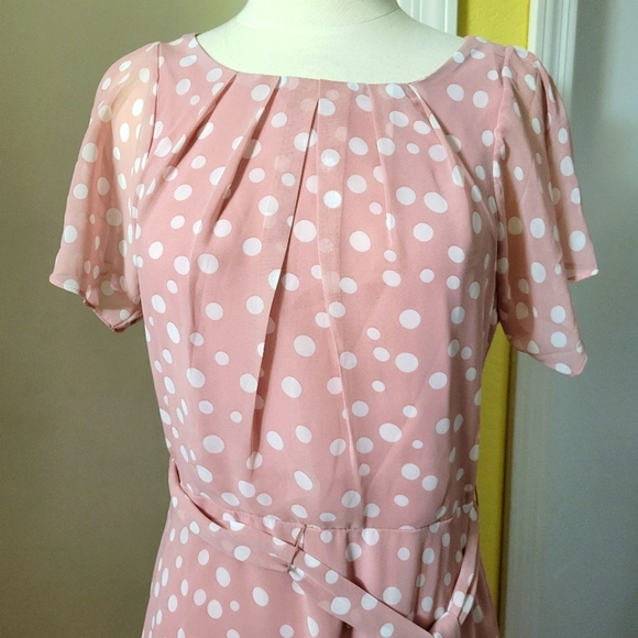 New Beautiful R & K Blush Polka-dot A line Dress size 8 - Picture 13 of 14